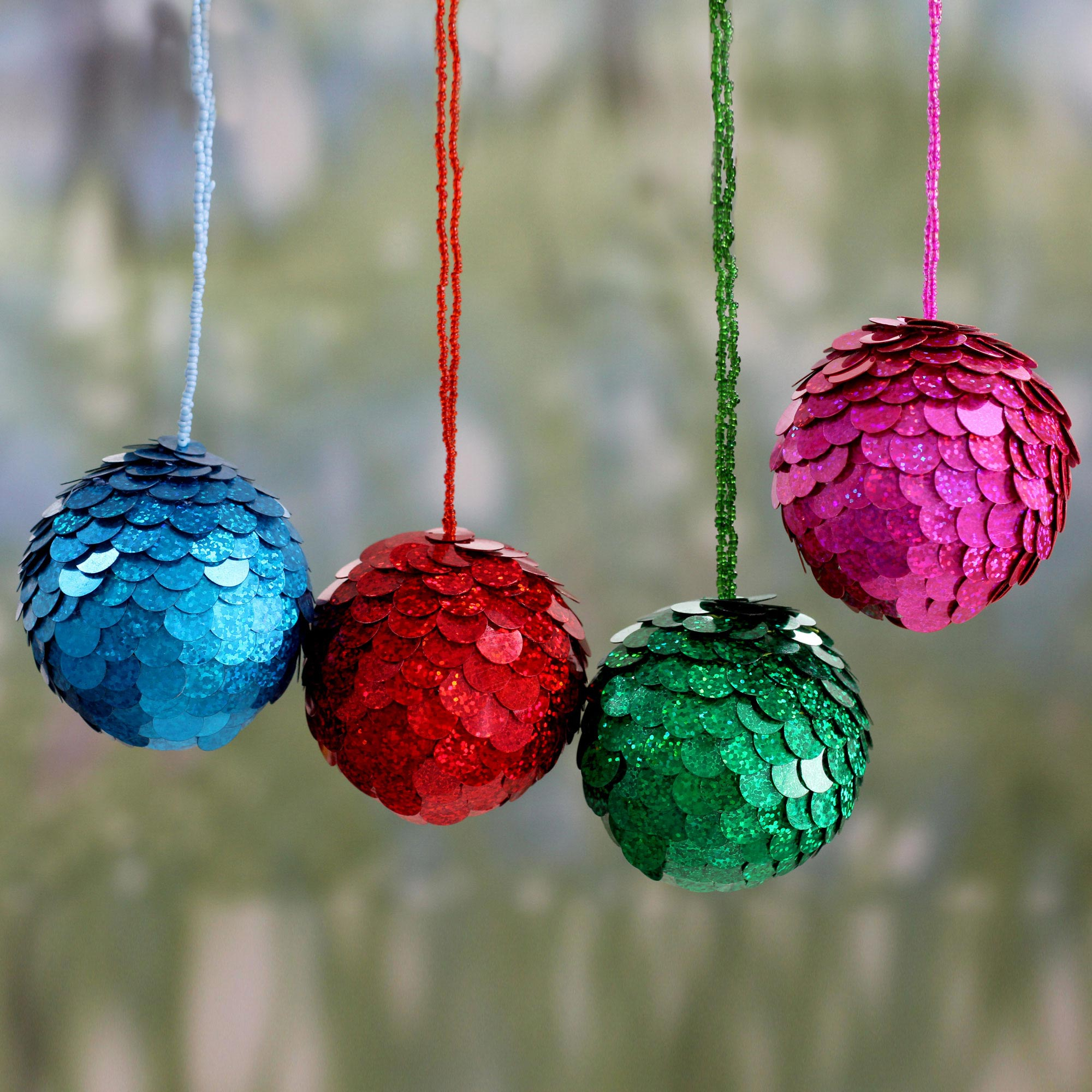 Hand Crafted Holiday Ornaments in Bright Colors (Set of 4) - Sparks of ...