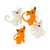 Wool ornaments, 'Crazy Cats' (set of 4) - Set of 4 Handmade Feline Ornaments from India thumbail