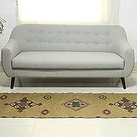 Jute dhurrie rug, 'Desert Dawn' (2.5x8.5) - Handwoven Traditional Jute Dhurrie Rug Runner (2.5 x 8.5)