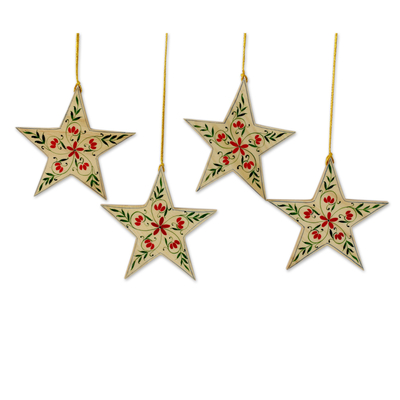 UNICEF Market | 4 Handcrafted Christmas Star Ornaments with Flower ...