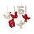 Wool ornaments, 'Christmas Wishes' (set of 6) - White and Red Animal Themed Felt Ornaments (Set of 6) (image 2a) thumbail