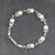 Cultured pearl and ruby link bracelet, 'Nature's Bounty' - Pearl and Ruby Floral Silver Link Bracelet from India (image 2) thumbail
