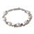 Cultured pearl and ruby link bracelet, 'Nature's Bounty' - Pearl and Ruby Floral Silver Link Bracelet from India (image 2b) thumbail