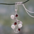 Cultured pearl and garnet pendant necklace, 'Dreamy Blossom' - Fair Trade Floral Pearl and Ruby Pendant Necklace thumbail
