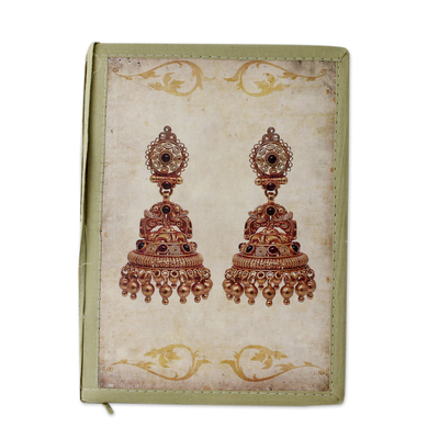 Handmade paper journal, 'Royal Wedding Jewels' - Indian Cotton Bound Journal Sketchbook with Handmade Paper
