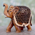 Wood statuette, 'Elephant Time Traveler' - Indian Jali Elephant Statuette in Hand Carved Wood