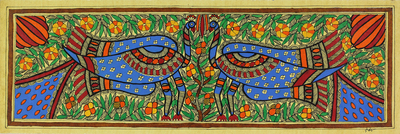 Madhubani Peacock Painting with Natural Dyes