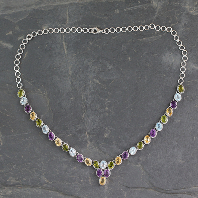 Multigem pendant.necklace, Cascading Colors