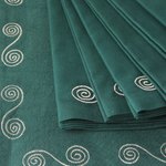 Cotton placemat and napkin set, 'Majestic Green' (set of 6) - Artisan Made Green Cotton Placemats and Napkins (Set of 6)