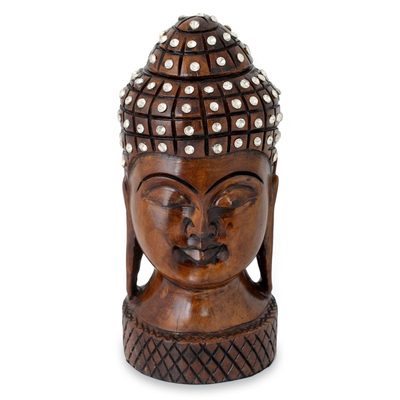 estatuilla de madera - Escultura de madera budista reluciente hecha a mano por artesanos indios