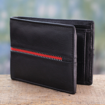 Herren-Geldbörse aus Leder - Schwarze Lederbrieftasche für Herren mit mehreren Taschen