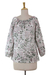 Cotton blouse, 'Earth Collection' - Screen Print Cotton Blouse with Elasticized Neck and Cuffs (image 2c) thumbail