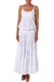 Cotton skirt, 'Frilly White' - Unlined Semi-Sheer Tiered White Cotton Skirt (image 2a) thumbail