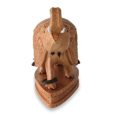 Wood figurine, 'Stately Elephant' - Collectible Indian Elephant Figurine Wood Sculpture