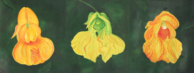Original Floral Oil Painting on Canvas in Yellows and Greens