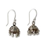 Sterling silver dangle earrings, 'Traditional Grace' - Traditional Style Indian Earrings Crafted in Sterling Silver