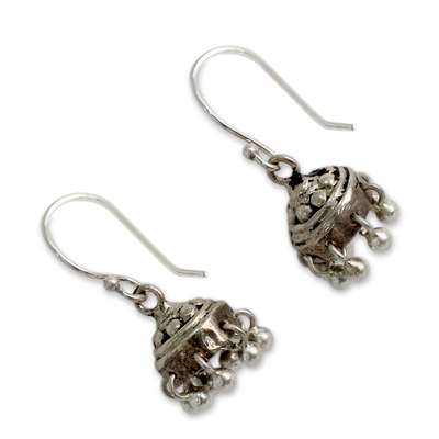 Sterling silver dangle earrings, 'Traditional Grace' - Traditional Style Indian Earrings Crafted in Sterling Silver