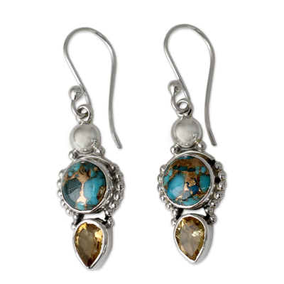 Hand Crafted Citrine and Sterling Silver Dangle Earrings