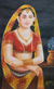 'Rajasthani-Schönheit V - Öl auf Leinwand Porträt einer indischen Frau in traditioneller Kleidung