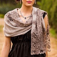 Wool blend shawl, 'Infinite Kashmir'