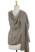 Wool and silk shawl, 'Legendary Brown' - Wool and Silk Blend Shawl Wrap from India thumbail
