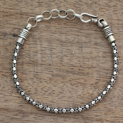 Men's sterling silver chain bracelet, 'Serpent Shadow' - India Fair Trade Men's Sterling Silver Bracelet