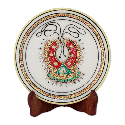 Makrana Marble Decorative Indian Plate Painted by Hand