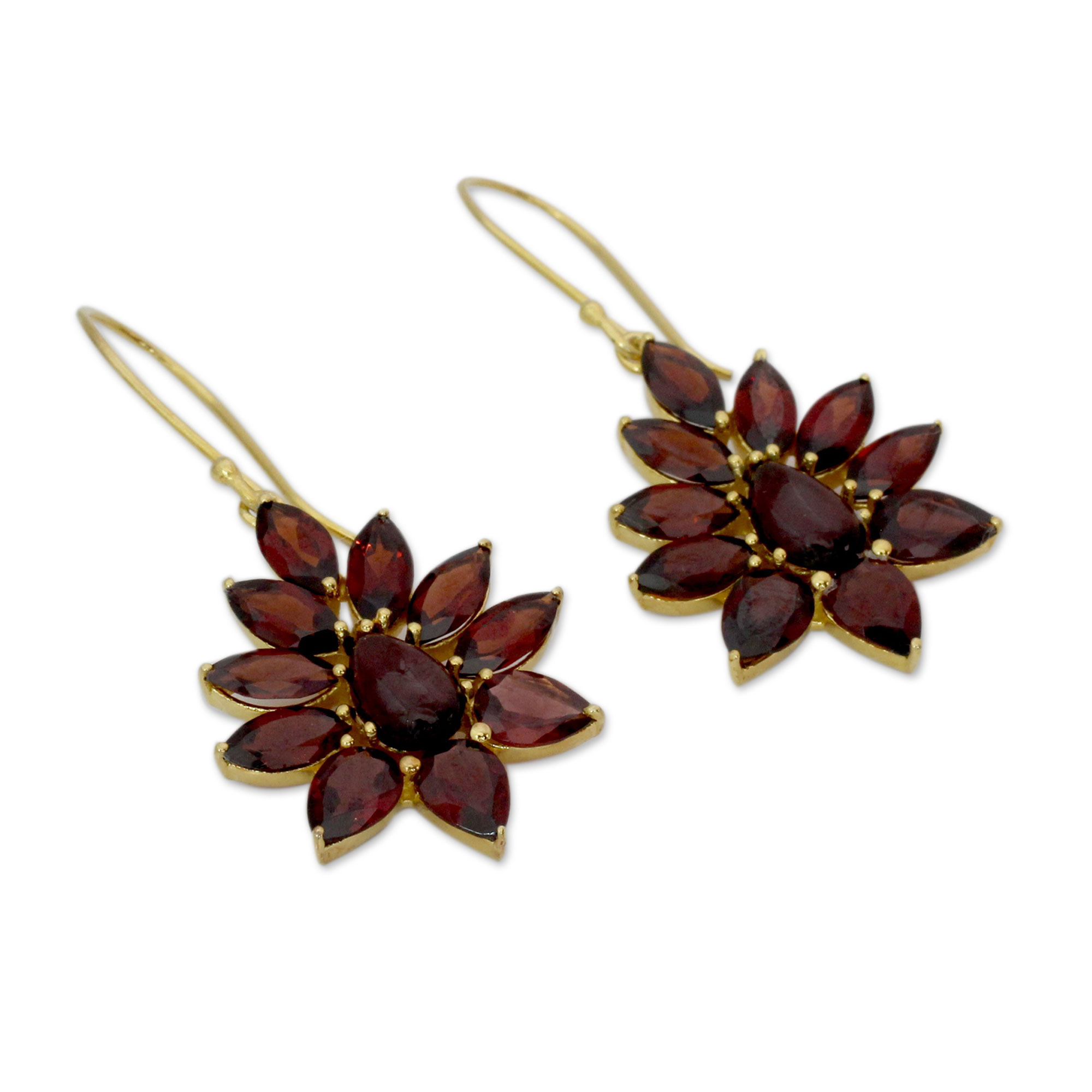 UNICEF Market | Hand Crafted 18k Gold Plated Earrings with Garnets ...