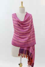 Silk shawl, 'Colors of India' - Multi Colored Hand Woven Silk Shawl Wrap from India
