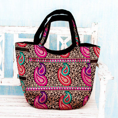 Brocade shoulder bag, 'Double Paisley' - Colorful Paisley Brocade Handbag from Indian Artisan