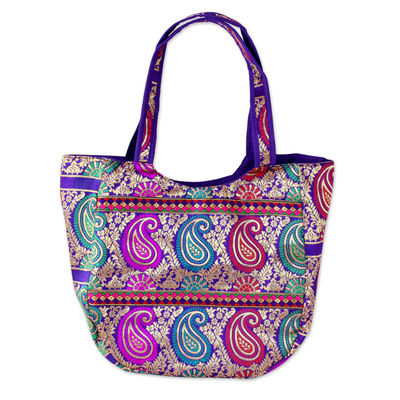 Multicolored Brocade Shoulder Bag by Indian Artisan