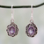 Amethyst dangle earrings, 'Indian Basket' - Woven Sterling Silver and Amethyst Dangle Earrings thumbail