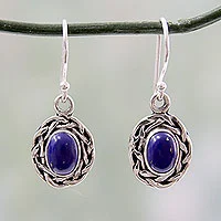 Lapis lazuli dangle earrings, Indian Basket