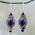 Lapis lazuli dangle earrings, 'Johari Treasure' - Ornate Sterling Silver Dangle Earrings with Lapis Lazuli thumbail