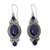 Lapis lazuli dangle earrings, 'Johari Treasure' - Ornate Sterling Silver Dangle Earrings with Lapis Lazuli