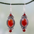 Red onyx dangle earrings, 'Johari Sunset' - Red Onyx and Sterling Silver Dangle Earrings from India thumbail