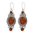 Red onyx dangle earrings, 'Johari Sunset' - Red Onyx and Sterling Silver Dangle Earrings from India