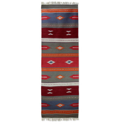 India Dhurrie Handwoven Wool Runner Rug (2.5 x 8)