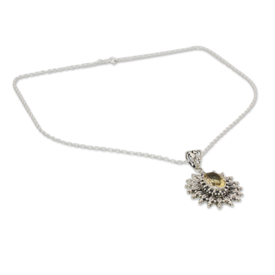 Citrine pendant necklace, 'Eternal Radiance' - 3.5 Carat Citrine and Silver Artisan Crafted Necklace