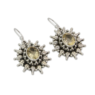 Citrine dangle earrings, 'Eternal Radiance' - Artisan Crafted 6 Carat Citrine and Silver Earrings