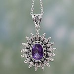 3.5 Carat Amethyst and Silver Artisan Crafted Necklace, 'Eternal Radiance'