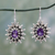 Amethyst dangle earrings, 'Eternal Radiance' - Amethyst and Silver Artisan Crafted 6 Carat Earrings thumbail