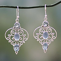 Featured review for Blue topaz dangle earrings, Blue Arabesque