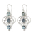 Blue topaz dangle earrings, 'Blue Arabesque' - Artisan Crafted Blue Topaz Dangle Earrings with Chalcedony (image 2a) thumbail