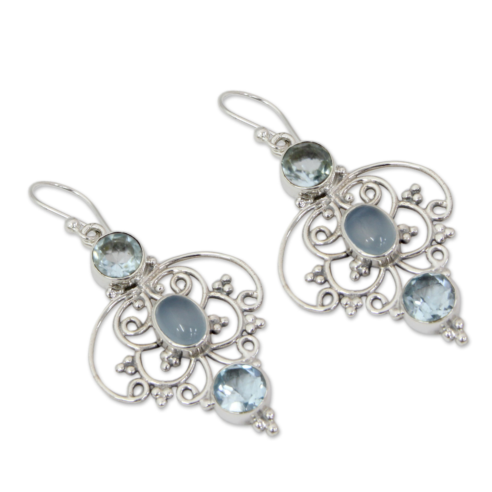 UNICEF Market | Artisan Crafted Blue Topaz Dangle Earrings with ...