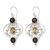 Smoky quartz and citrine dangle earrings, 'Dusk Arabesque' - Indian Sterling Silver Earrings with Smokey Quartz & Citrine (image 2a) thumbail