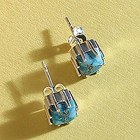 Sterling silver stud earrings, 'Ocean Sky'