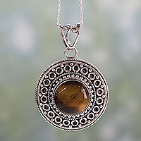 Tiger's eye pendant necklace, 'Power'