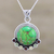 Multigem pendant necklace, 'Valley of Flowers' - Indian Silver Necklace with Green Composite Turquoise thumbail