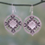 Rose quartz dangle earrings, 'Jaipur Romance' - Sterling Silver and Rose Quartz Hook Earrings from India thumbail